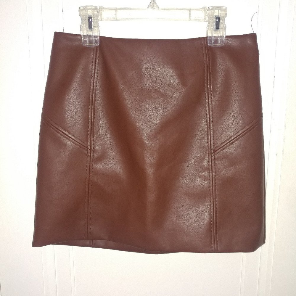 Bagatelle: Chocolate Brown Faux Leather Mini Skirt - Women's Size Large - NWOT